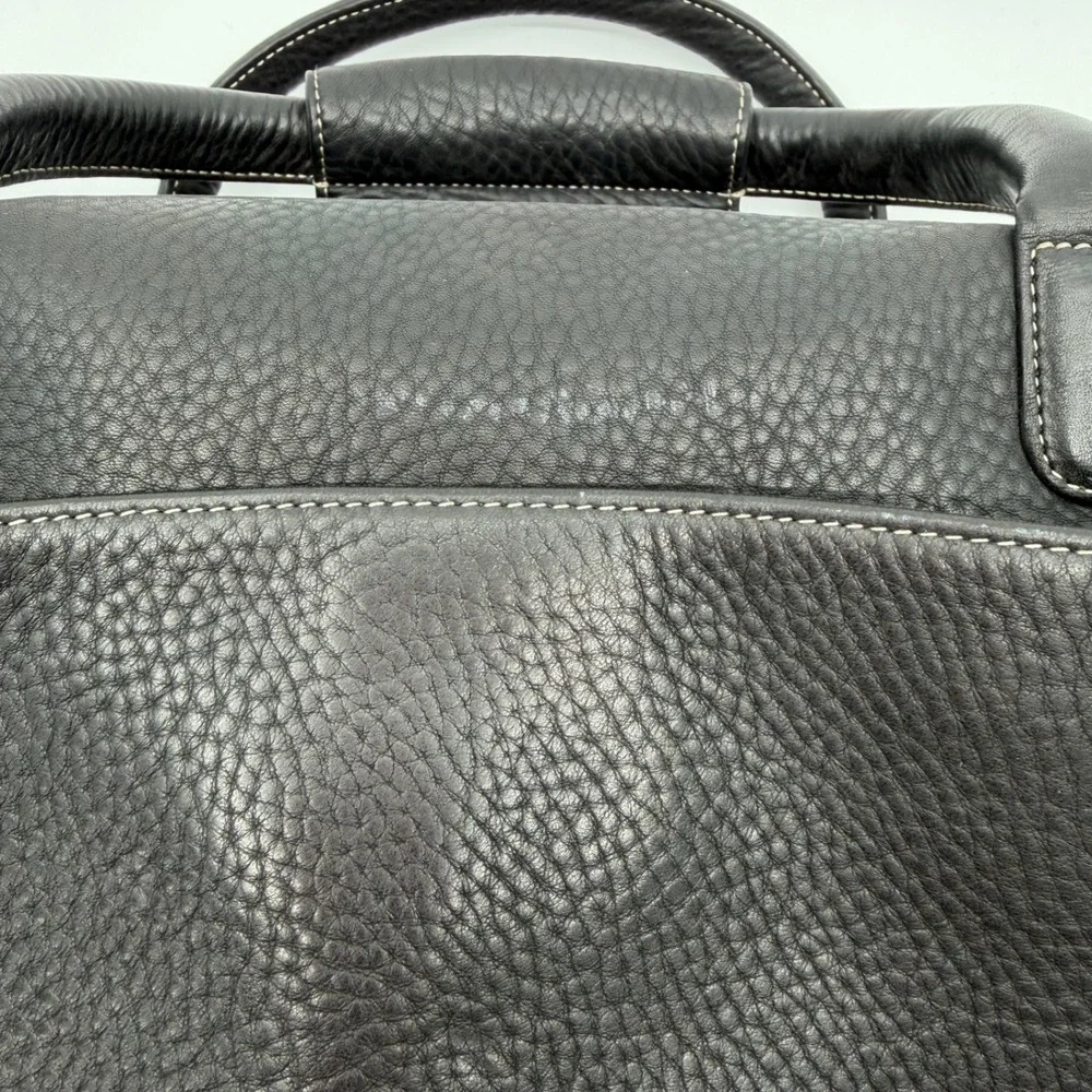 Levenger Pebbled Leather Briefcase Black Executive Business Laptop Portfolio Bag